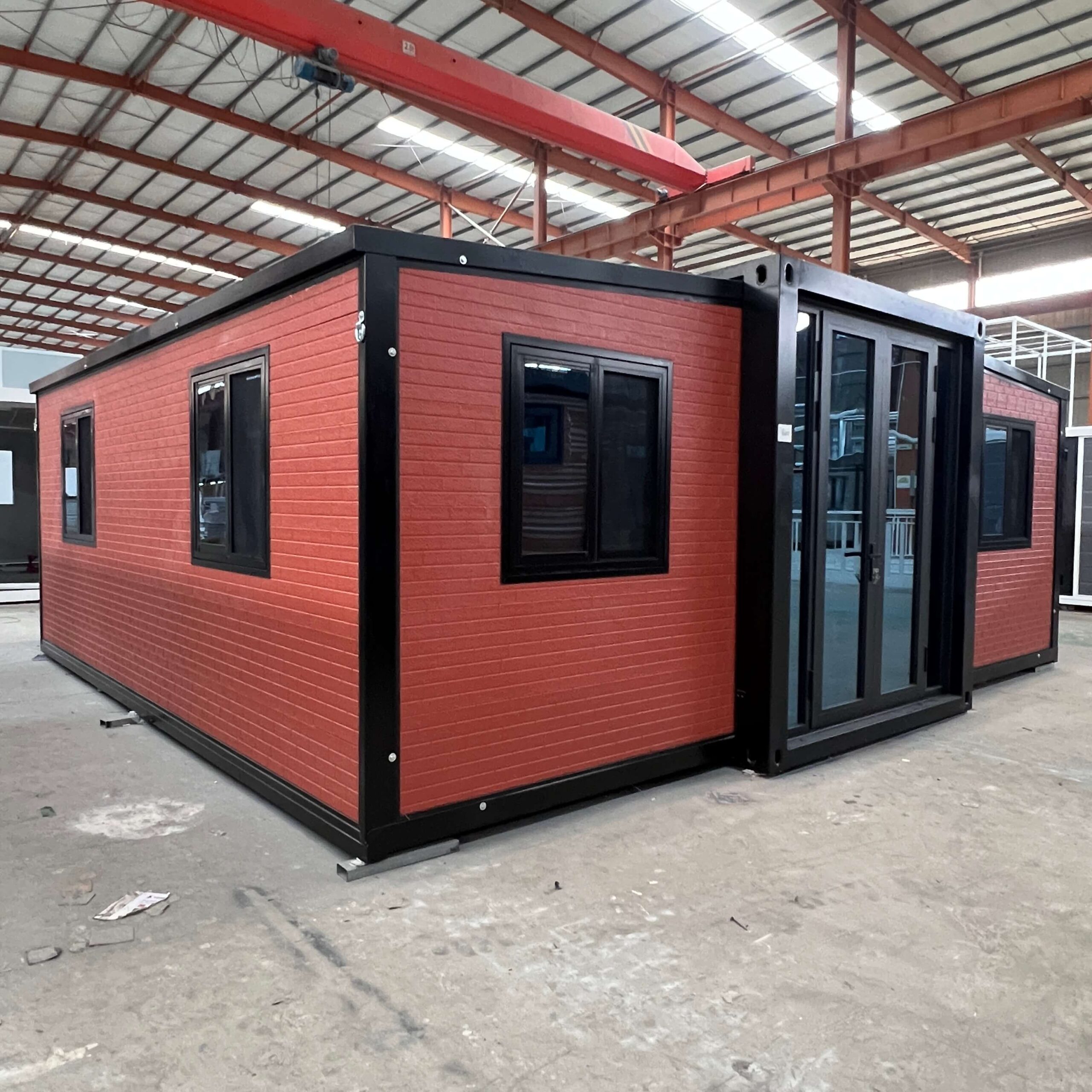 20ft Expandable House Red Wall Panel Black Frame